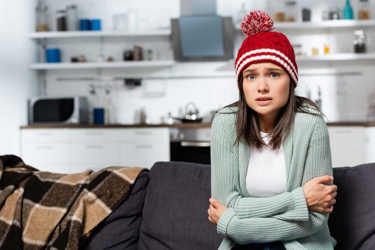 Freezing woman